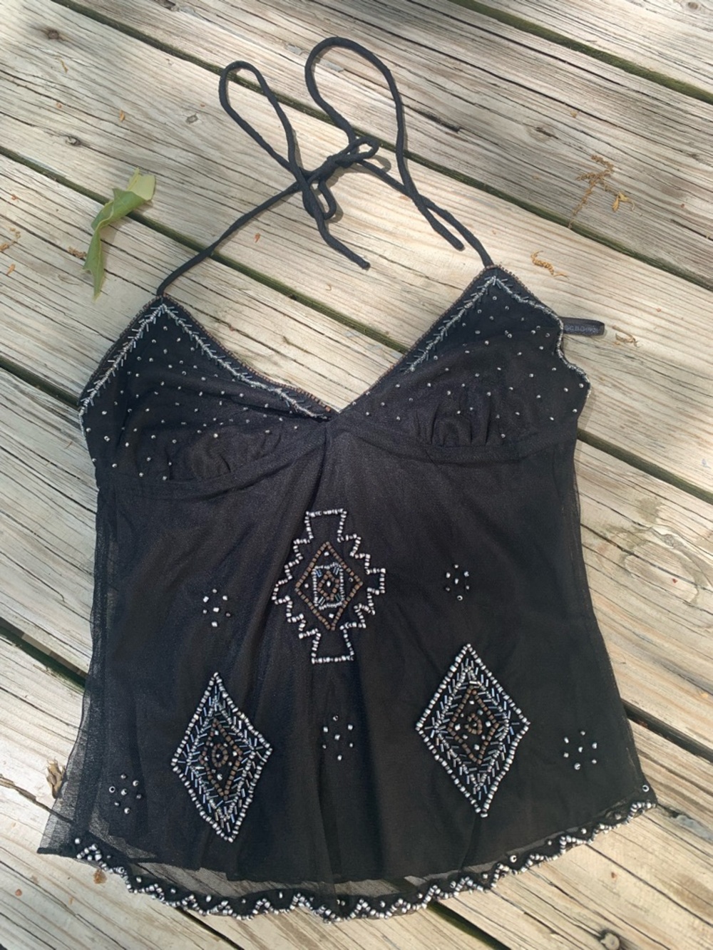 Vintage Y2K 2000s Fairy Beaded Halter Top BCBG Girls S M Rave Festival